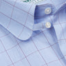 Men's Blue Purple Prince of Wales Check Formal Tab Collar Shirt