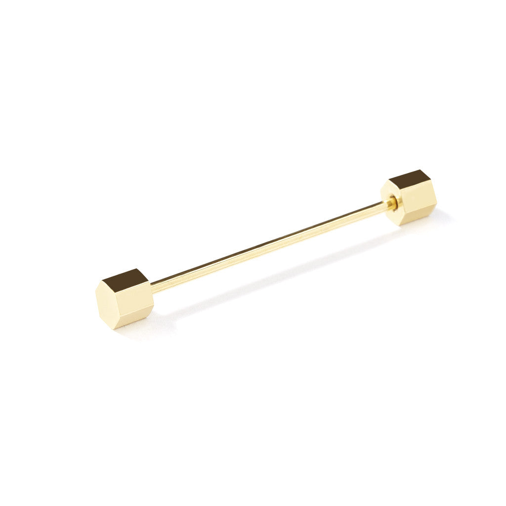 Collar Pin Bar Gold Hexagon