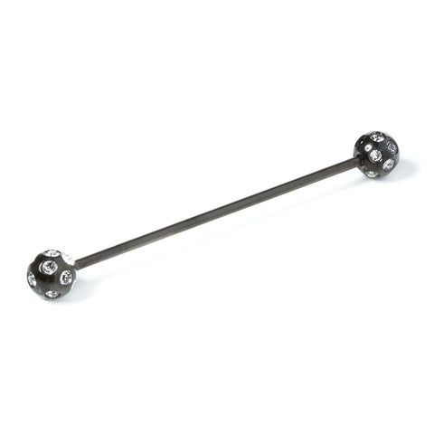Black Swarovski Crystal Round - Collar Pin Bar