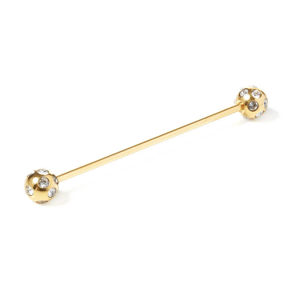 Gold Swarovski Crystal Round - Collar Pin Bar