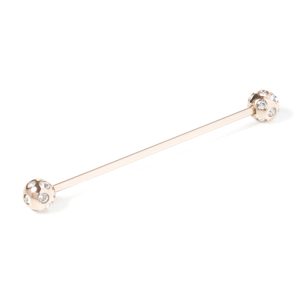 Rose Gold Swarovski Crystal Round - Collar Pin Bar