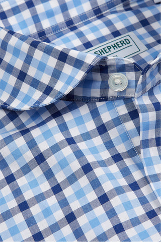 Hawkins & Shepherd Blue Navy Gingham Check Casual Shirt