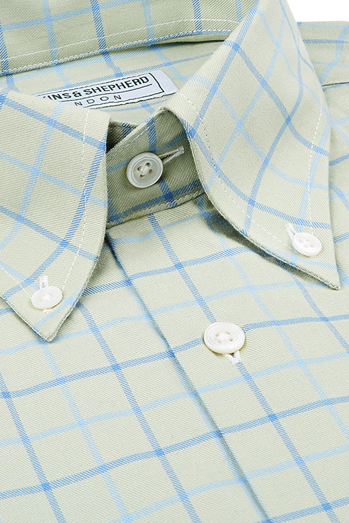 Olive Green Check Button-Down Shirt