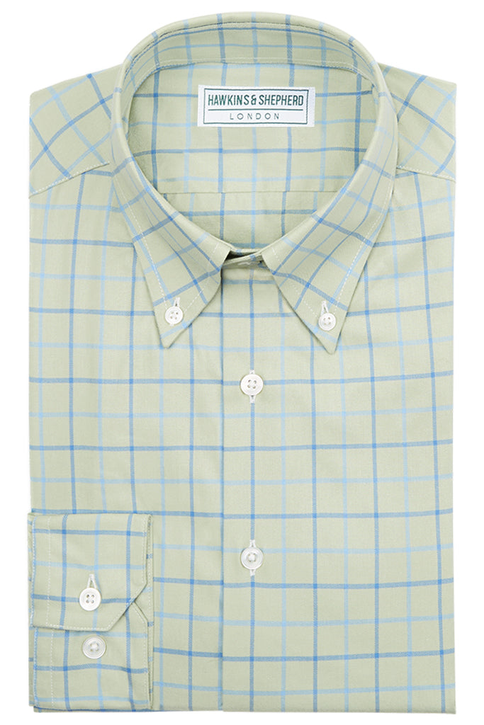 Olive Green Check Button-Down Shirt