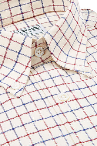Cream Wine Navy Check Button-Down Shirt