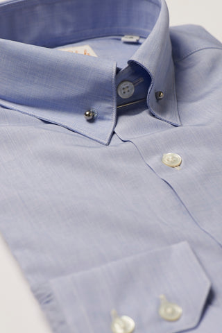 Mens Blue Pin Collar Shirt Straight Collar