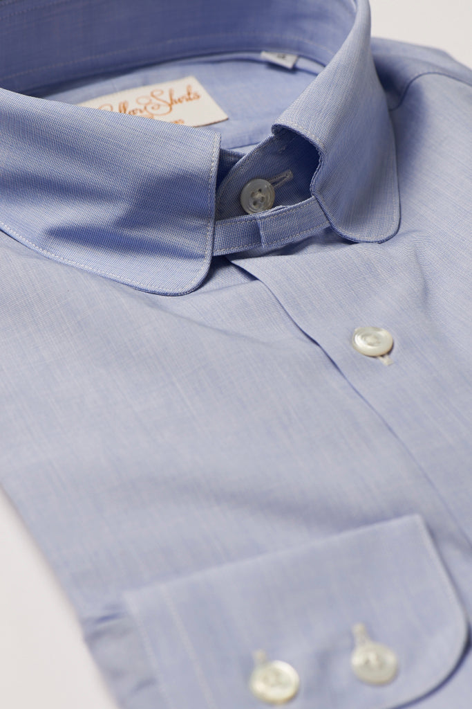 Mens Blue Tab Collar Shirt Penny Collar