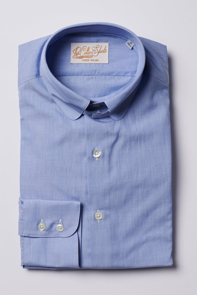 Mens Blue Tab Collar Shirt Penny Collar