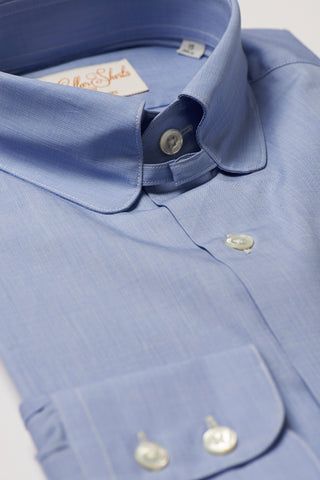Mens Blue Tab Collar Shirt Penny Collar