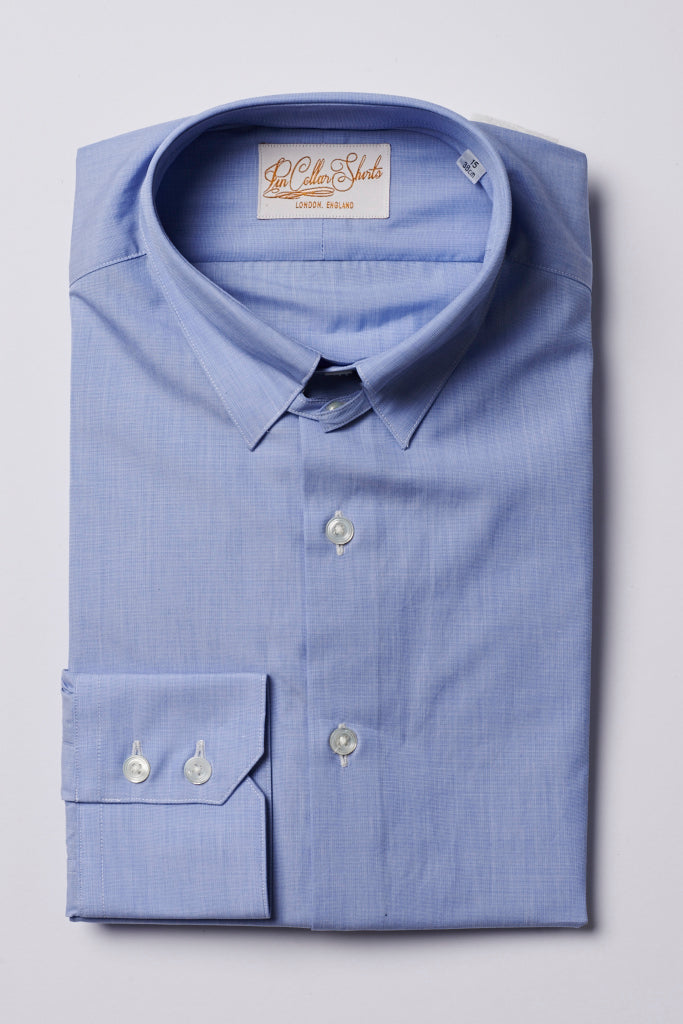 Mens Blue Tab Collar Shirt Straight Collar