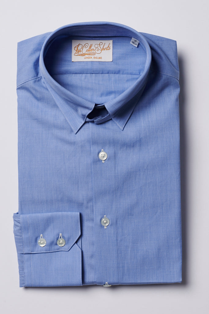 Mens Blue Tab Collar Shirt Straight Collar