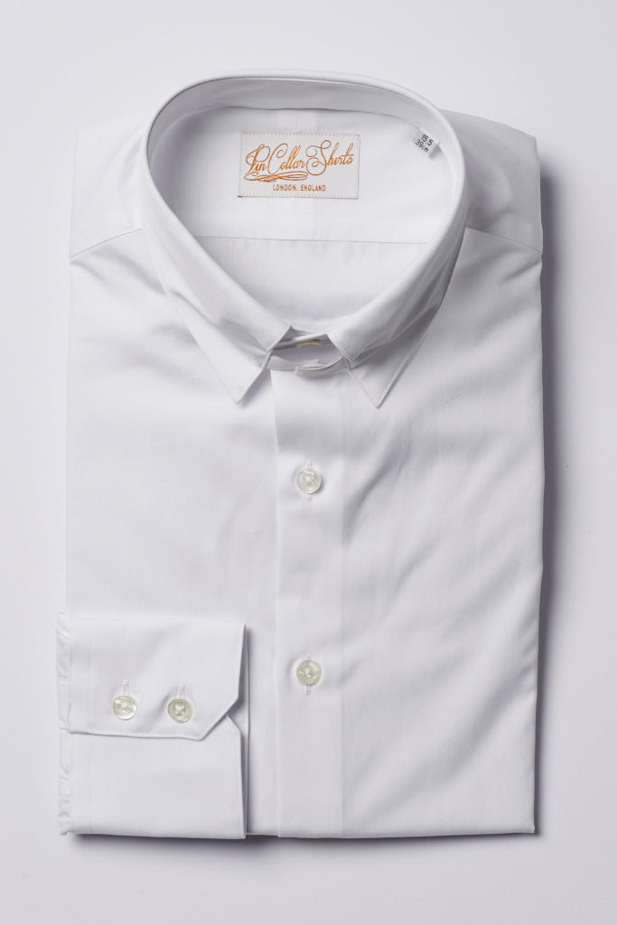 Mens White Tab Collar Shirt Straight Collar