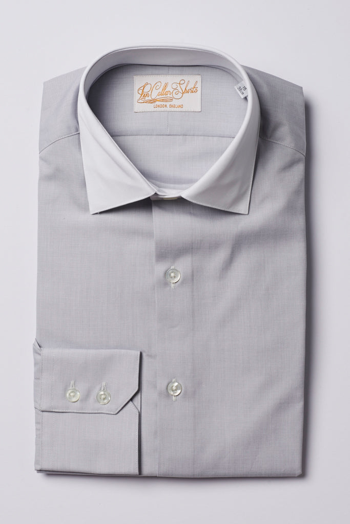 Mens Grey Formal Business Shirt White 180 Collar