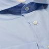 Mens Blue Formal Business Shirt Extreme Cutaway Collar