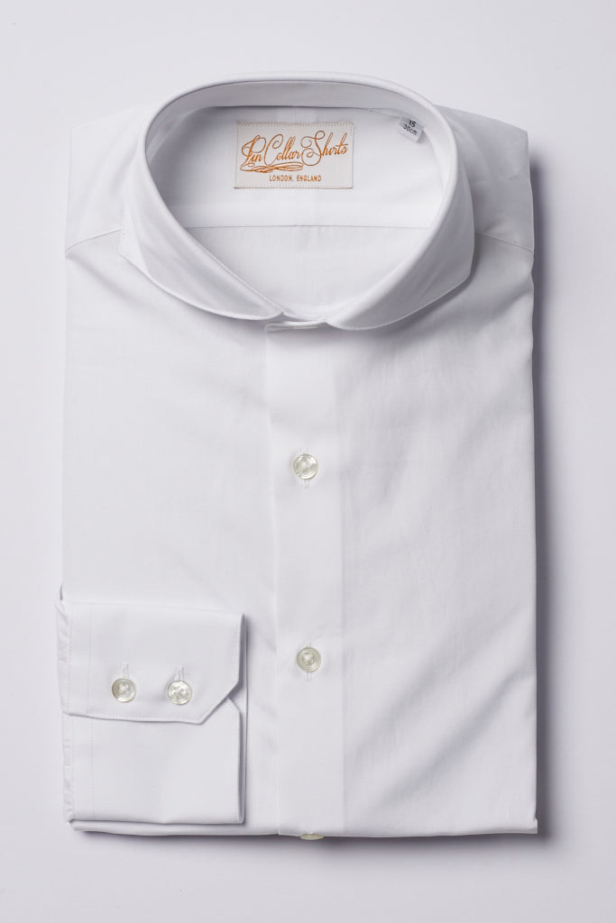 Mens White Formal Business Shirt Extreme Cutaway Collar