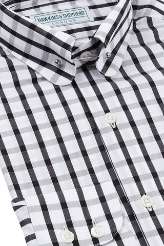 Men's Black Check Pin Collar Shirt 