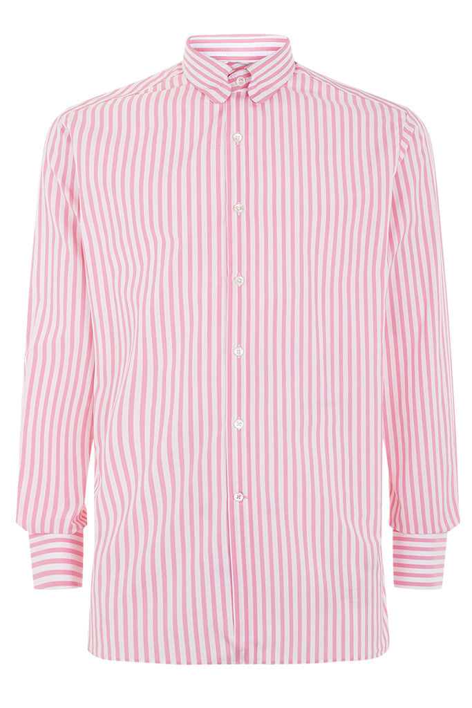 Men's Bold Pink Stripe Formal Pin Collar Shirt