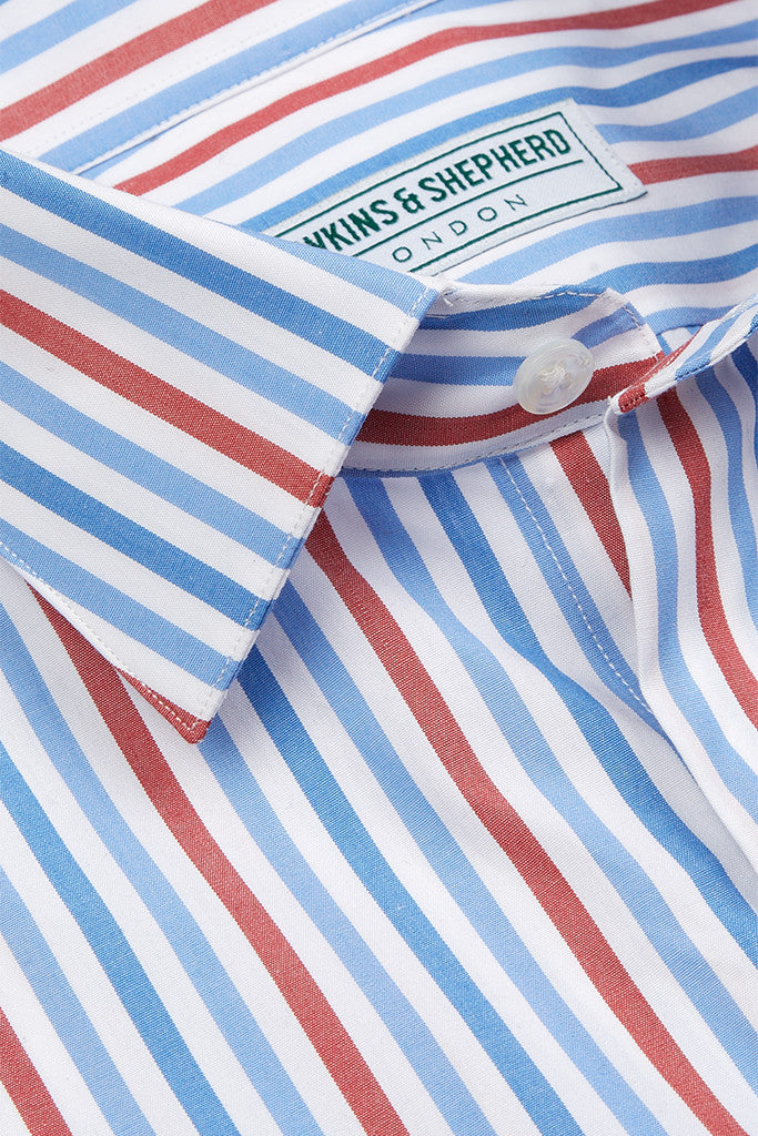 Men's Bold Blue Red Stripe Formal Shirt