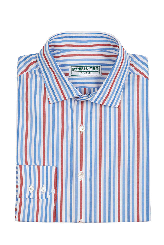 Men's Bold Blue Red Stripe Formal Shirt