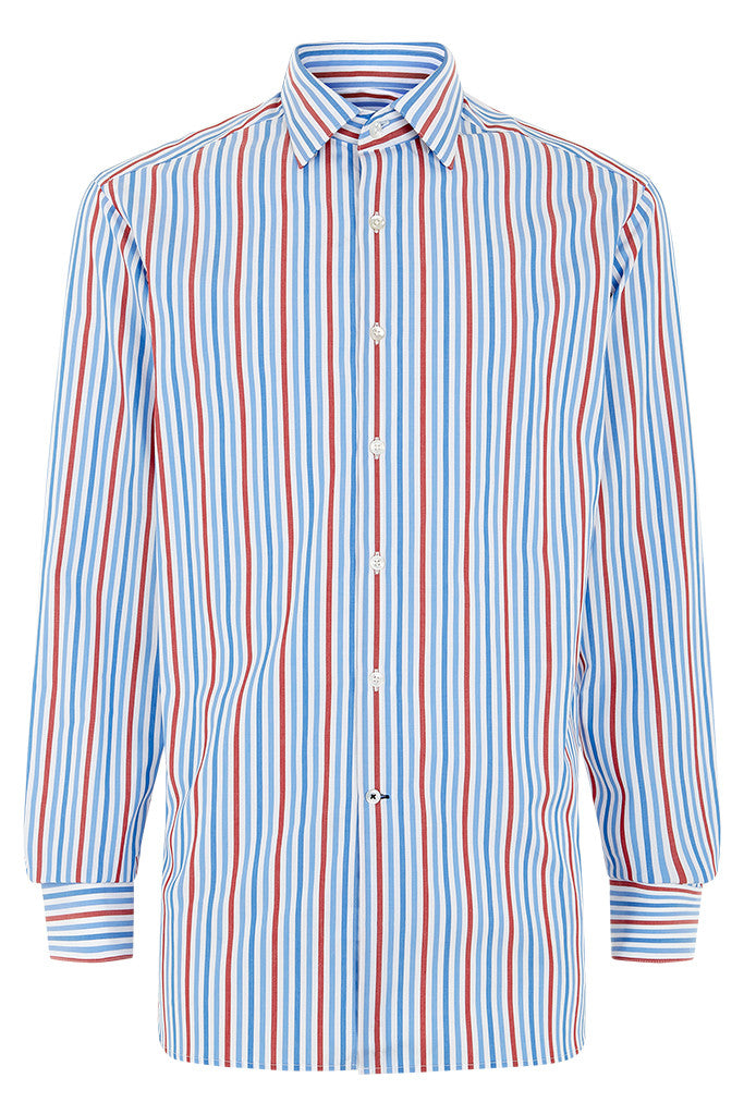 Men's Bold Blue Red Stripe Formal Shirt