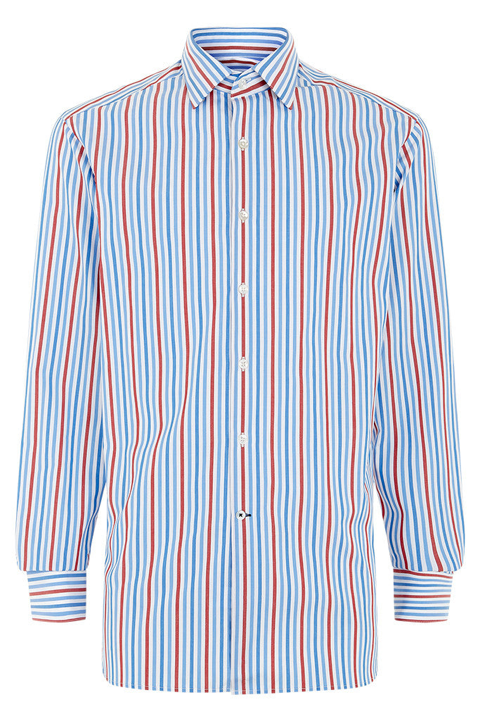 Men's Bold Blue Red Stripe Formal Shirt