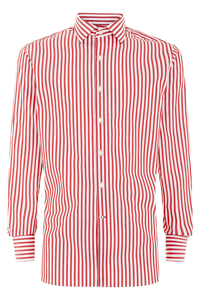 Men's Bold Red Stripe Formal Shirt