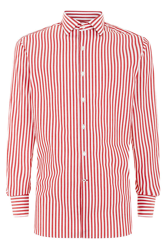 Men's Bold Red Stripe Formal Shirt