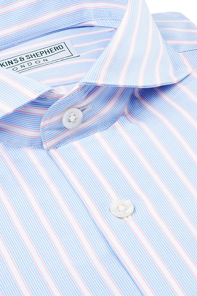 Formal Extreme Cutaway Shirt Blue Pink Stripe