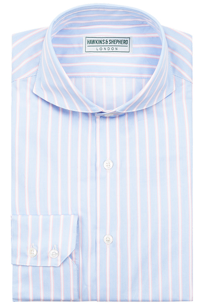 Formal Extreme Cutaway Shirt Blue Pink Stripe