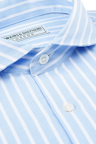 Formal Extreme Cutaway Shirt Blue White Stripe
