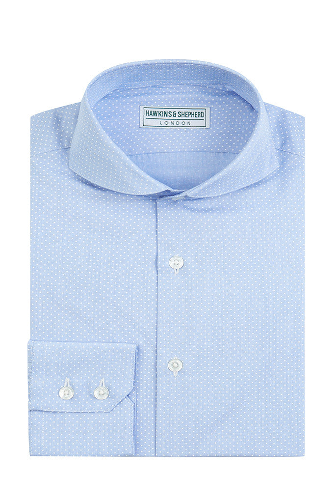 Men's Formal Extreme Cutaway Shirt Blue Polka