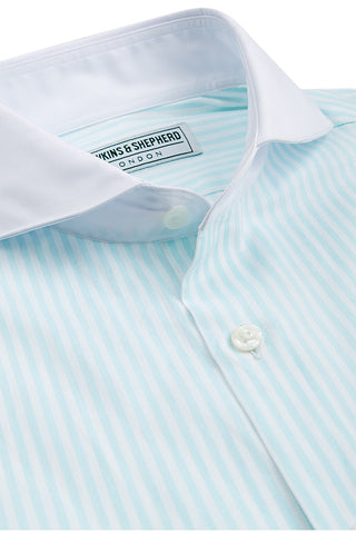 Men's Mint Green Stripe Formal Extreme Cutaway Shirt