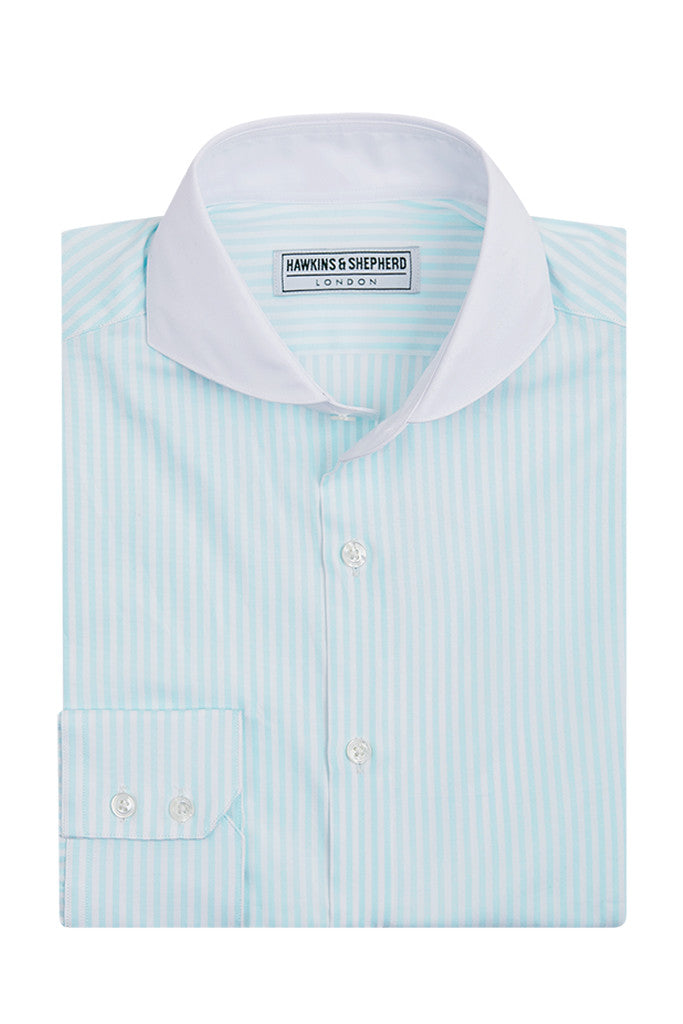 Men's Mint Green Stripe Formal Extreme Cutaway Shirt