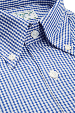 Men's navy check button-down shirt