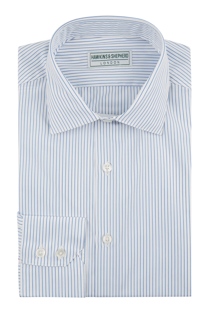 Hawkins & Shepherd Blue Stripe Luxury Soyella Duecento Shirt