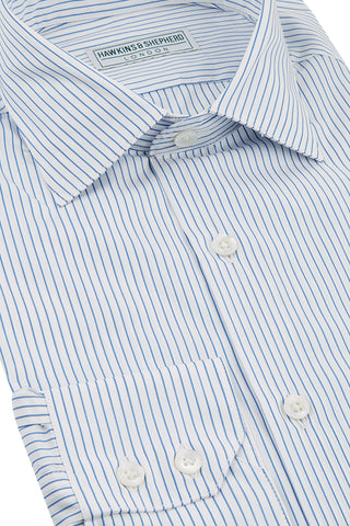 Hawkins & Shepherd Blue Stripe Luxury Soyella Duecento Shirt
