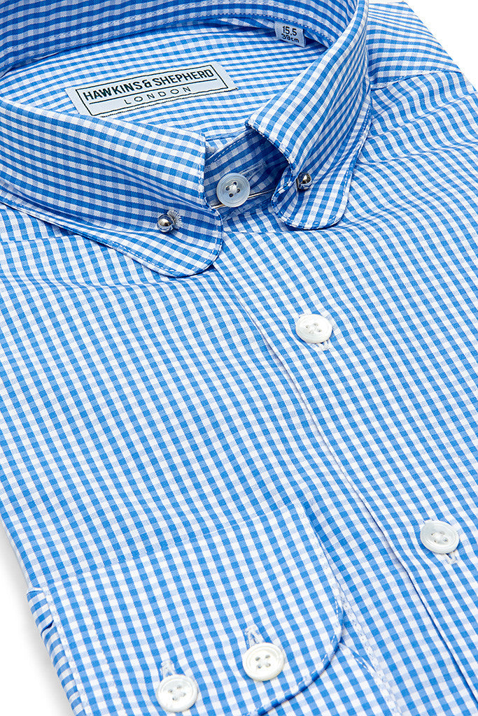Blue Check Shirt with Pin Collar